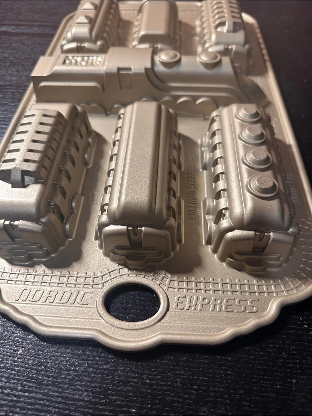 Nordic Ware Locomotive Train Cake Pan Gold Nonstick Aluminum Bakeware Mold
